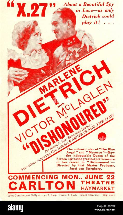 Marlene Dietrich And Victor Mclaglen In Dishonored Dishonoured 1931