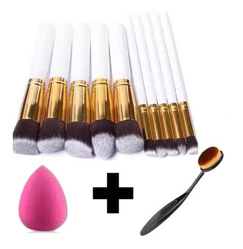 Set Brochas Kabuki Grande Oval Esponja Maquillaje Mercadolibre