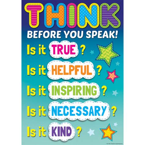 Think Before You Speak Positive Poster Tcr7408 Teacher Created