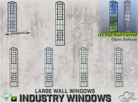 The Sims Resource Industry Windows Large Wall 1x1 Full Curved Open Top