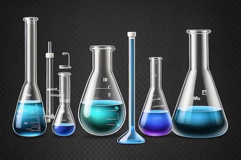 Premium Photo Realistic Lab Glassware Set Isolated On Transparent