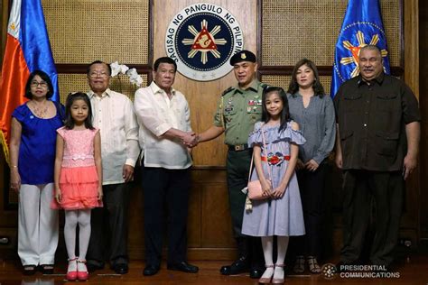 President Rodrigo Roa Duterte Pins The Rank Insignia On Newly Promoted