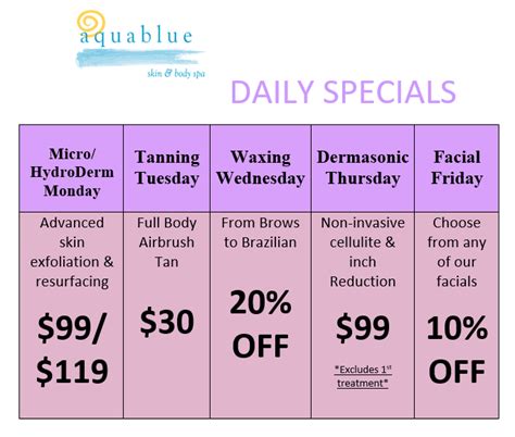 Specials Aquablue Spa