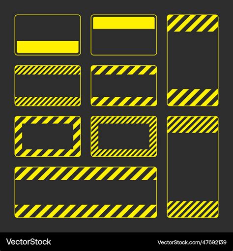 Various Blank Yellow Warning Signs With Diagonal Vector Image