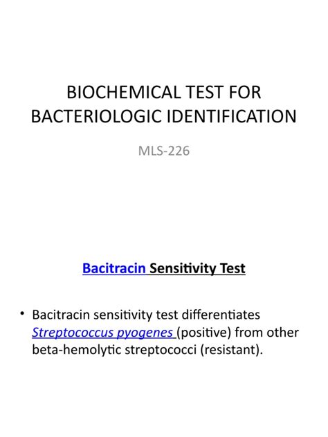 Biochemical Test For Bacterialogical Identification | PDF