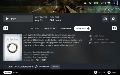 Steam Community Guide Outdated Steam Deck Elder Scrolls Online