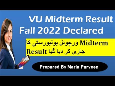 Vu Midterm Result Fall Declared Vu Midterm Result Vu