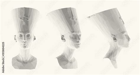 Light Egyptian Queen Nefertiti. Set of Isolated White Cleopatra ...