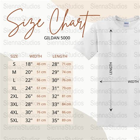 Gildan 5000 Size Chart Mockup Size Chart For Gildan 5000 Size Chart