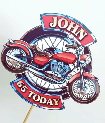 Classic Motorbike Theme Unofficial Personalised Birthday Cake Topper