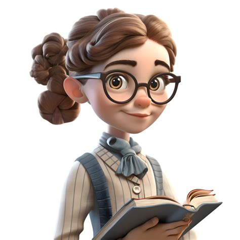 Knowledgeable Cutie 3d Cute Girl In Professor Character With A Book And