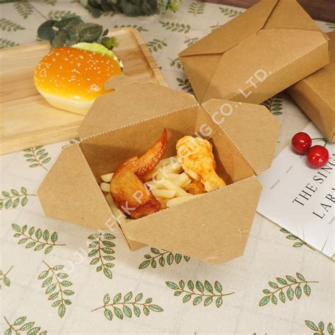 Custom Logo Printed Biodegradable Disposable Kraft Paper Box Fried