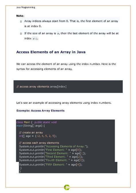 Array In Java Pdf Connect Programming