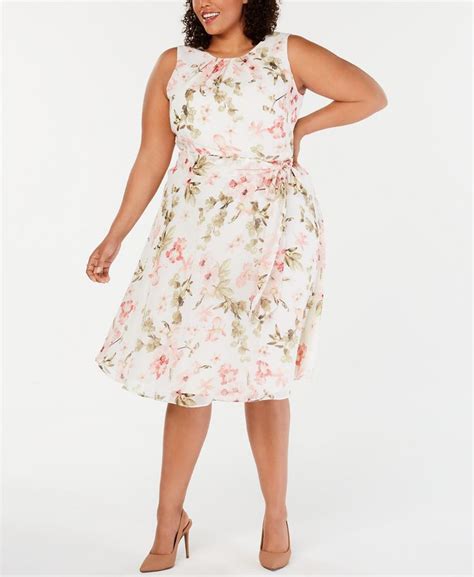 Jessica Howard Plus Size Floral Print Fit And Flare Dress And Reviews Dresses Women Macys