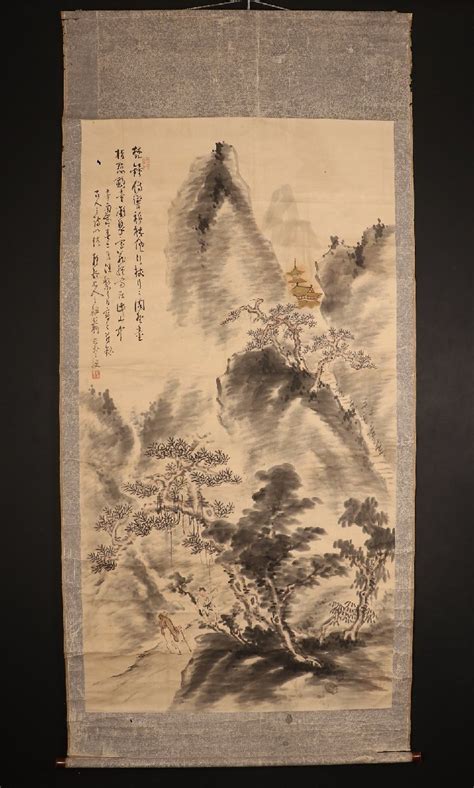 模写 一灯 Nb8317 田能村直外 超大幅 山水図 南画家 田中柏陰師事山水、風月｜売買されたオークション情報、yahooの商品情報を