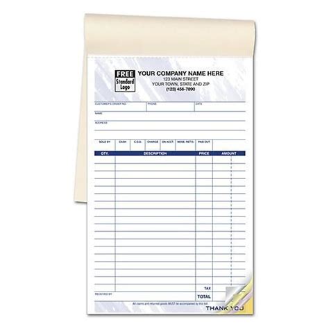 Sales Receipt Book Printing Personalized Multi Part Carbonless Forms