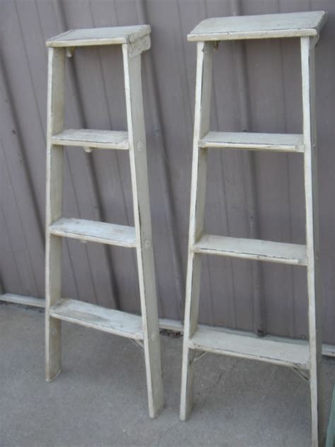 Foot Half Step Ladder Shelf Vintage Antique Shelving