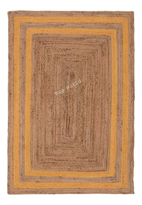 Handmade Jute Area Rug Handwoven Nonslip Durable Brown Orange