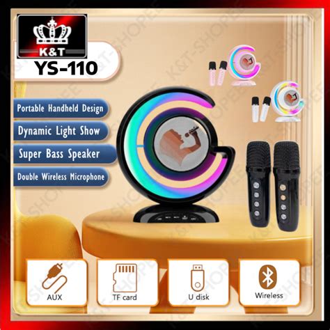 YS 110 Colorful Lights Home Singing Wireless Microphone Speaker All In