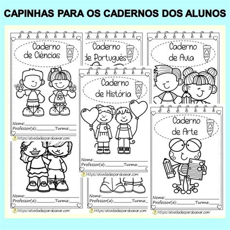 Capinhas Para Cadernos Dos Alunos Colorir Em PDF