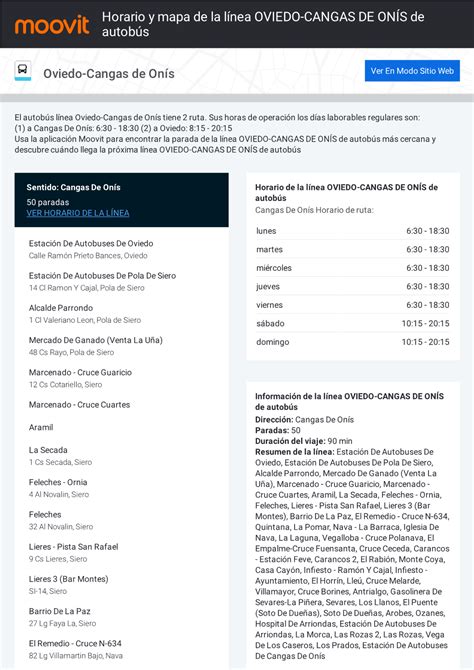 Horario Y Mapa De La Ruta OVIEDO CANGAS DE ONÍS De Autobús DocsLib