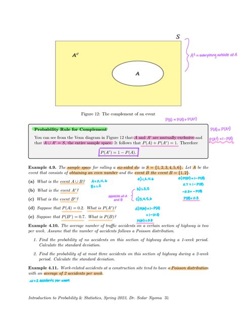 Lecture Note 2 Probability Figure 12 The Complement Of An Event