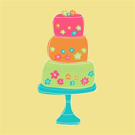 Three Tiered Cake With Flowers Stock Vector Illustration Of Occasion