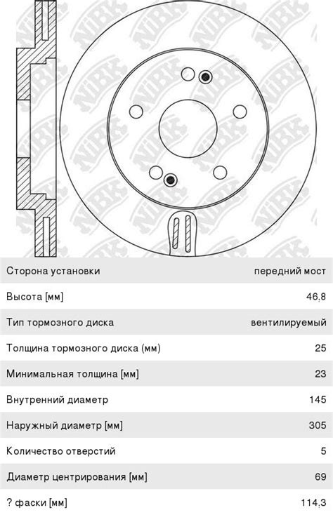 RN1653 Диск тормозной HYUNDAI Tucson (15-) (2.0) передний (1шт.) NIBK ...