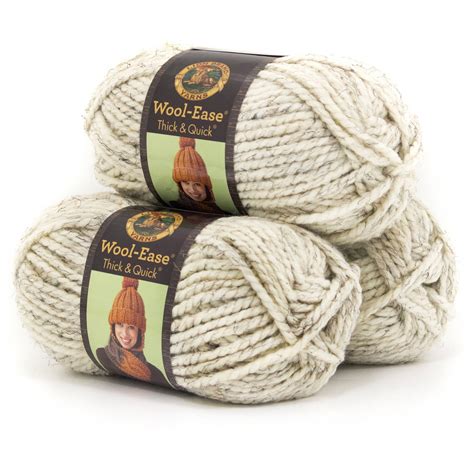 Lion Brand Yarn Wool-Ease Thick and Quick Wheat Classic Super Bulky Acrylic, Wool Multi-Color ...