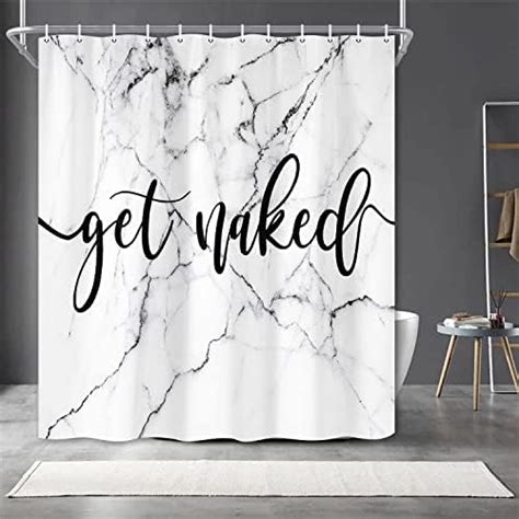 Amazon Icosamro Get Naked Shower Curtain For Bathroom With Hooks Black And White Funny