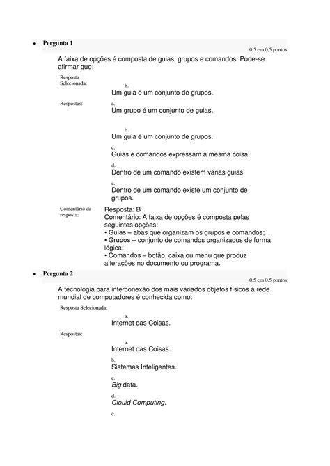 Questionario Ii Pergunta Em Pontos A Faixa De Op Es