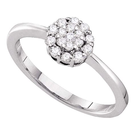 14k White Gold Womens Round Diamond Circle Frame Flower Cluster Ring 1