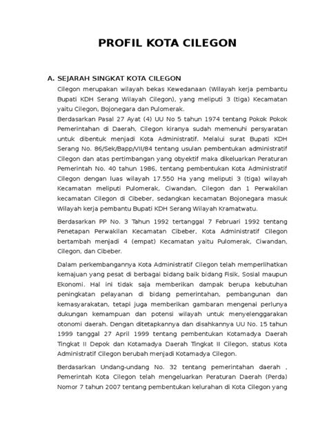 Profil Kota Cilegon Pdf