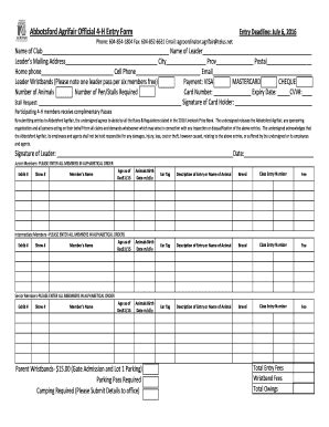 Fillable Online Abbotsford Agrifair Official 4 H Entry Form Fax Email