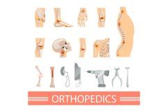 Orthopedic Icons Set Human Skeleton Bones And Different Me