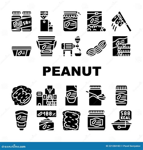 Peanut Butter Food Collection Icons Set Vector Stock Vector