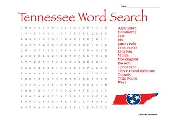 Tennessee Word Search Freebie By Amanda McDonald TpT