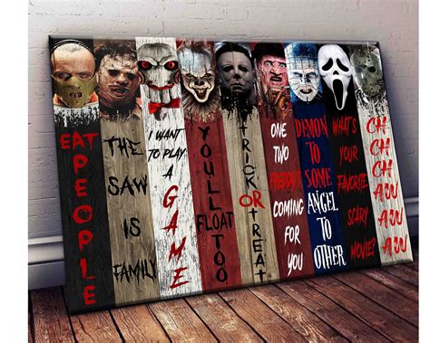 Horror Movies Art Print, Horror Movie Characters Canvas, Movie Lovers ...