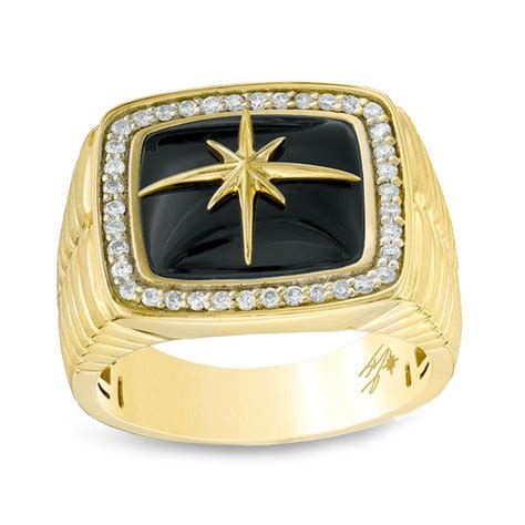 Men S Shaquille O Neal Onyx And Ct T W Diamond Compass Star Ring