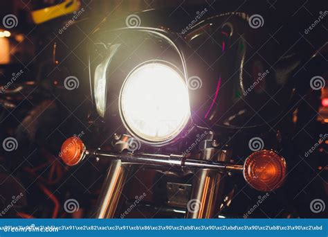 Vintage Classic Motorcycle Headlight Or Head Lamp Stock Photo Image