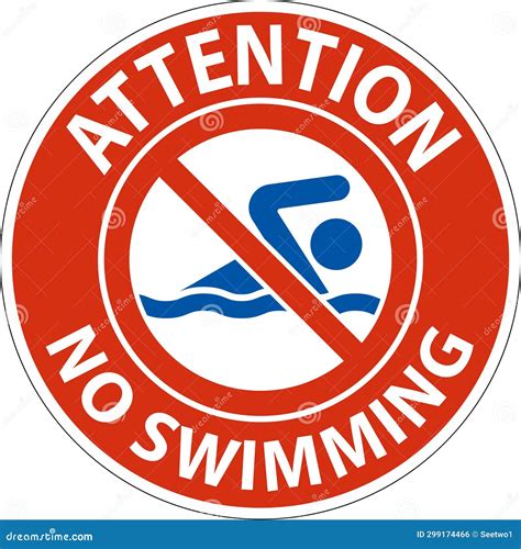 Attention No Swimming Sign Stock Vector Illustration Of Dangerous