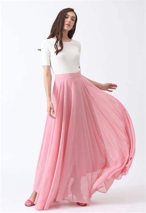 Timeless Favorite Chiffon Maxi Skirt In Pink Chiffon Maxi Skirt Maxi