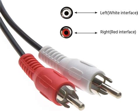 Cable De Audio Macho A Macho Rca De Pies Conectores Blanco Rojos