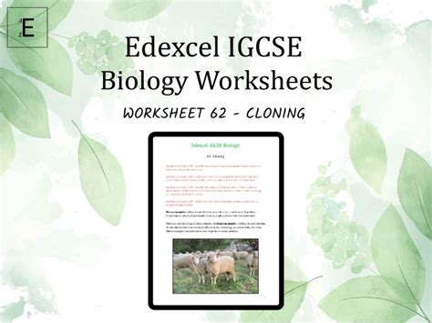 Edexcel IGCSE Biology Worksheet 62 Cloning Teaching Resources