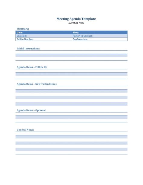 Image Of Free Effective Meeting Agenda Templates Templatelab Free