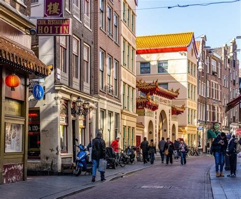 Amsterdam Netherlands March 20 2018 Narrow Streets Of Chinatown
