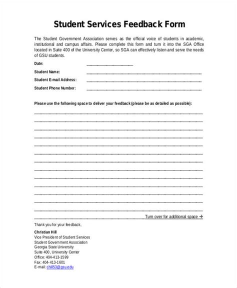 Free 23 Student Feedback Forms In Pdf Ms Word Excel