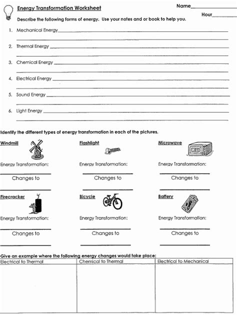 50 Energy Transformation Worksheet Pdf – Chessmuseum Template Library