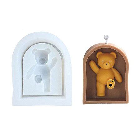 Molde de Silicone Vela Urso Ursinho Chutando Pontapé BrSeller