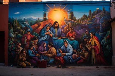 Premium AI Image | Street art murals depicting Posada scenes as a sym ...